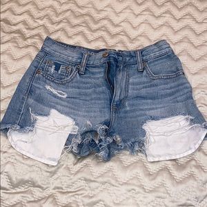 Distressed jean shorts